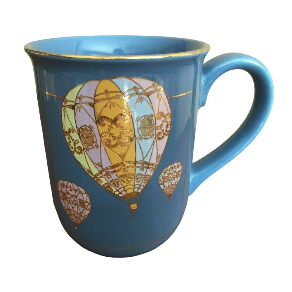VTG Otagiri Japan Curtis-Swann Design Gold Balloons Gold Blue Coffee Mug Cup